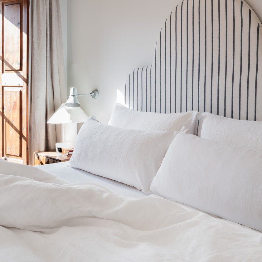Duvet Cover Set & Fitted Sheet Washed Linen White
